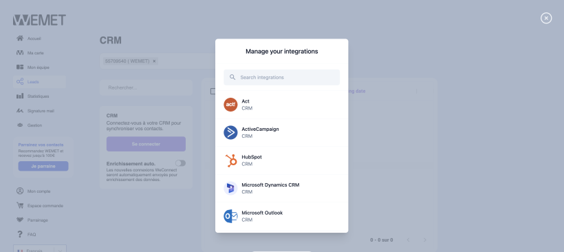 Choisir son intégration WEMET